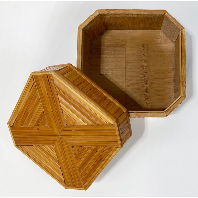 Vintage Split Reed Lidded Box For Sale In Kansas City - Image 6 of 9