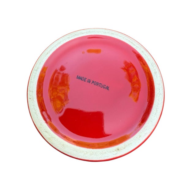 Modern Contemporary Red Ribbed Ceramic Planter, Portugal For Sale - Image 3 of 6