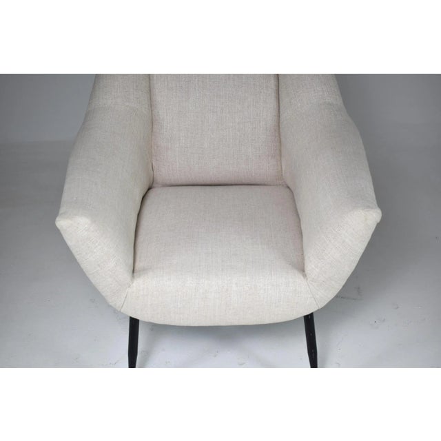 Metal Restored Italian Mid-Century Modern Wingback Armchair, 1950s Design For Sale - Image 7 of 12