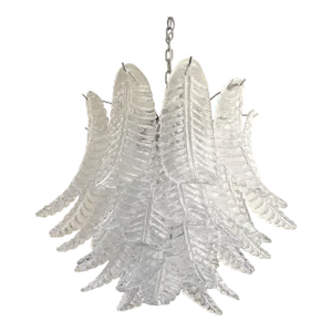 Contemporary Italian Transparent “Felci” Murano Glass Chandelier