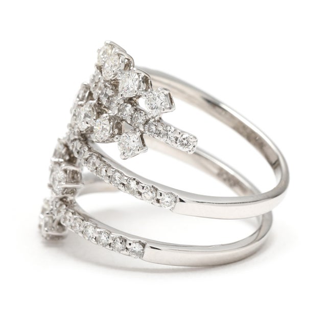 Early 21st Century 1.75ctw Diamond Cluster Wrap Ring, 18k White Gold, Ring Size 6.5 For Sale - Image 5 of 6