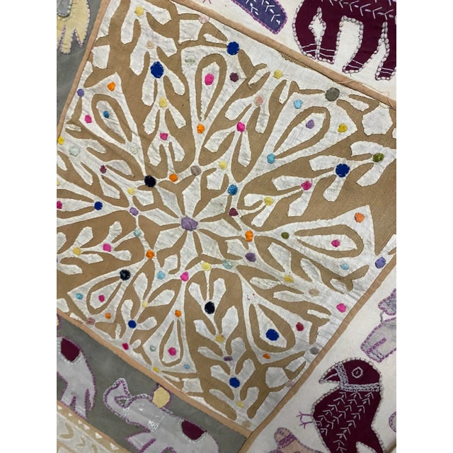 Early 20th Century Vintage 1930's Tribal Hand Embroidered Suzani Framed Textile For Sale - Image 5 of 10