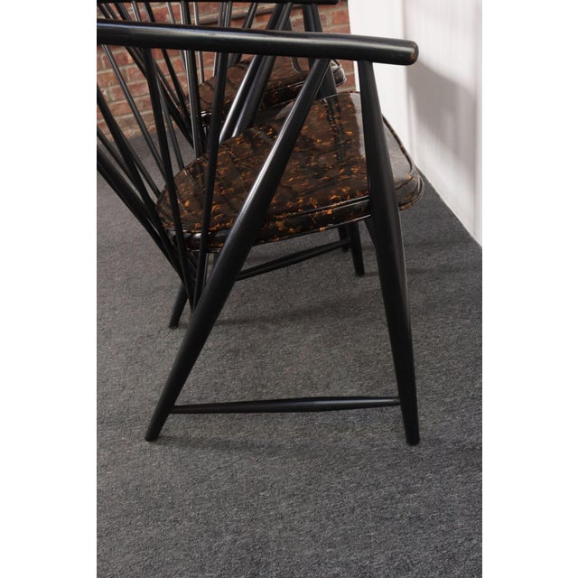 Pair of Swedish Modern Ebonized Beechwood Sunfeather Arm Chairs by Sonna Rosen For Sale - Image 17 of 18