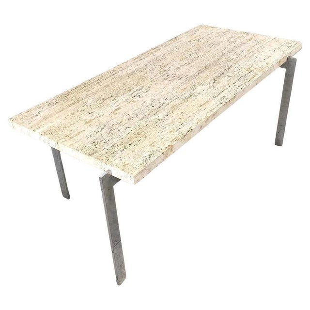 Vintage Travertine and Chrome Coffee Table, 1970s For Sale - Image 11 of 11