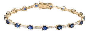 Chic Wedding 14k Yellow Gold Blue Sapphire Bracelet