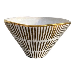 Mid 20th Century Bitossi Goodfriend Imports White and Gold Bowl For Sale
