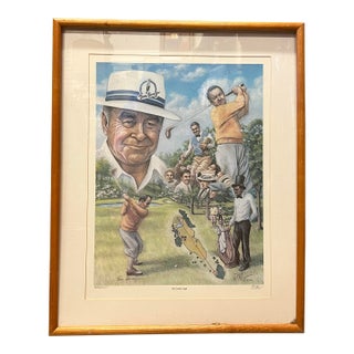Vintage Framed "The Double Eagle" Limited Edition Golf Print – Signed For Sale