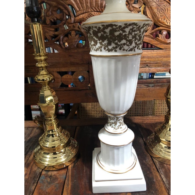 Early 20th Century Early 20th Century Tyndale Frederick Cooper Cream & Gold Porcelain Table Lamps - A Pair For Sale - Image 5 of 9