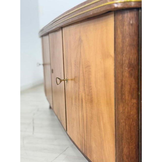 Brown Mid-Century Sideboard in Wood with Gilt Details For Sale - Image 8 of 13