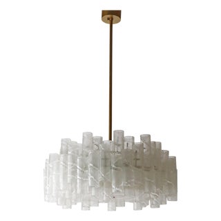 Brutalist Ice Murano Glass Tube Chandelier from Doria Leuchten, Germany, 1960s For Sale
