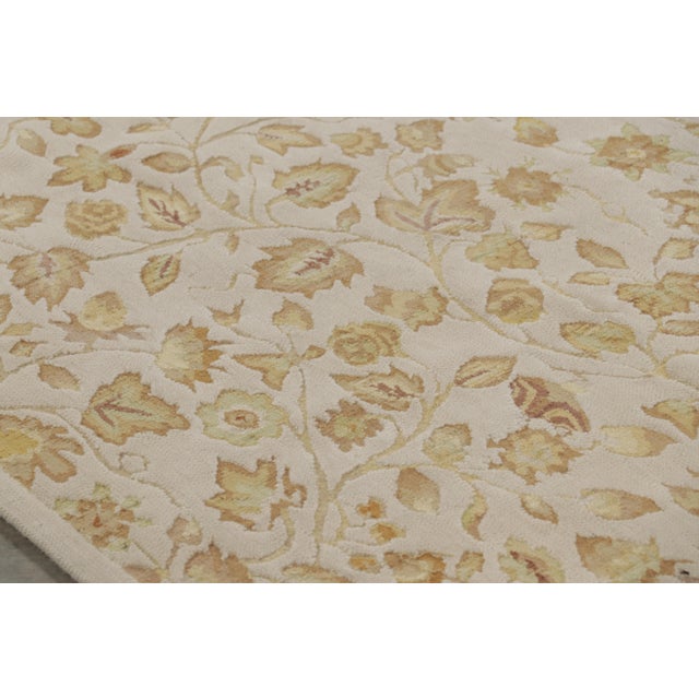 Rug & Kilim Rug & Kilim’s Tudor Style Rug in White With Beige-Brown Floral Patterns For Sale - Image 4 of 8