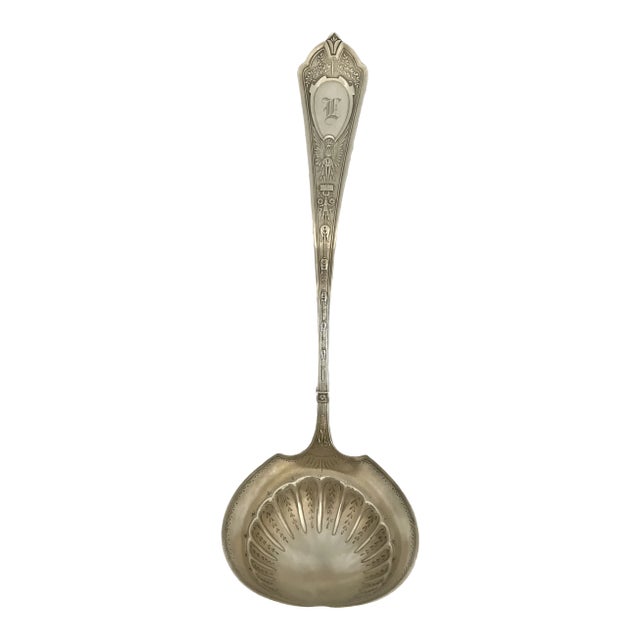Large American Sterling Silver Cleopatra Soup Ladle by Schultz and Fischer For Sale