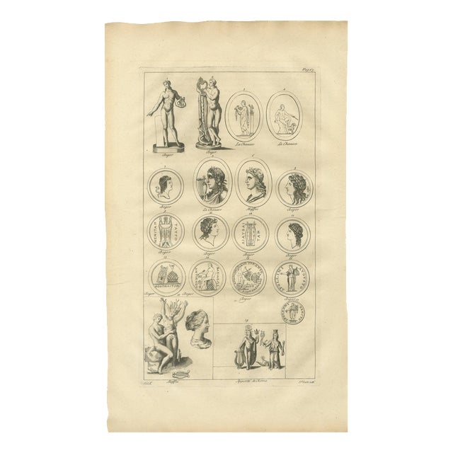 After Bernard de Montfaucon, Antique Roman Sculpture & Medals Plate, 1721, Engraving For Sale