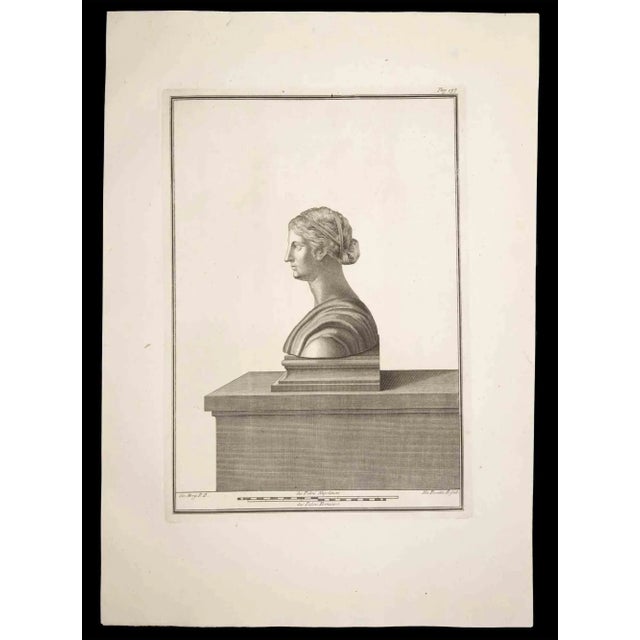 Ancient roman bust, from the series "antiquities of herculaneum", is an original etching on paper realized by nicola...
