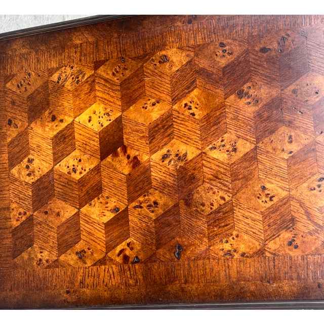 1990s Theodore Alexander Nice Parquet Brass Trim Console Table For Sale In New York - Image 6 of 17