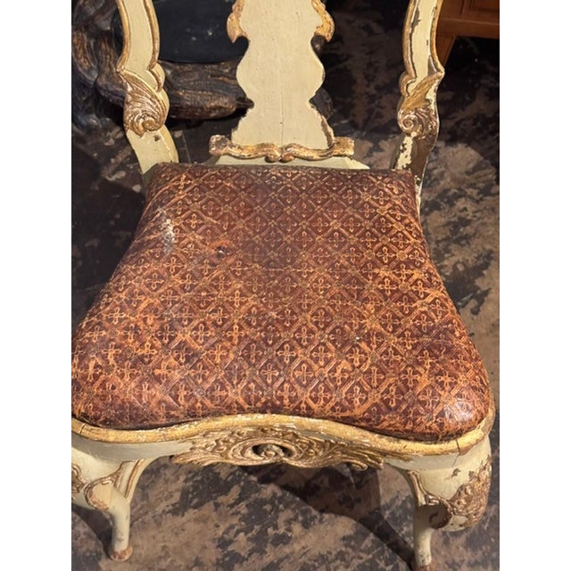 18th C. Italian Baroque Parcel Gilt Side Chair For Sale - Image 4 of 7