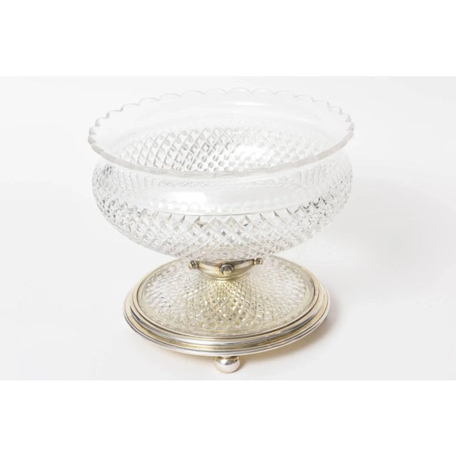 Metal Large Art Deco Silver Plate Cut Glass Bowl / Compote Centerpiece For Sale - Image 7 of 11
