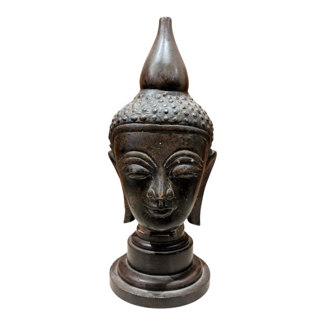 Antique Burmese Shan Bronze Buddha Head (Late 19th Century) For Sale