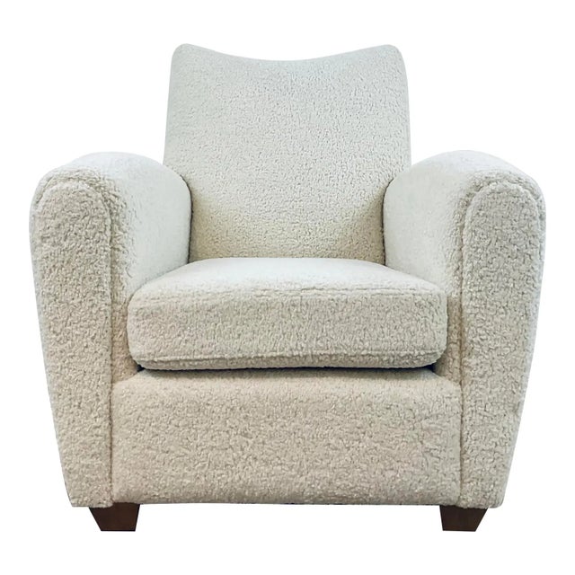 Modern Modern Natural Faux Shearling Teddy Club Chairs Pair For Sale - Image 3 of 7