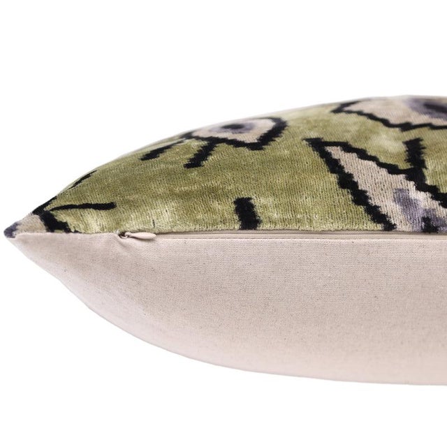 2020s Handmade Evil Eye Silk Velvet Pillow – 16x16 Green & Black Cushion For Sale - Image 5 of 8