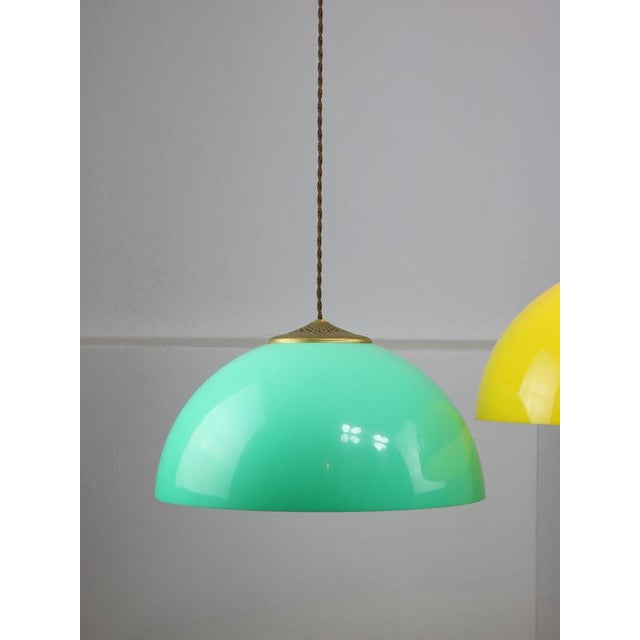 Mid-Century Italian Brass and Acrylic Glass Pendant Lamp For Sale - Image 11 of 18