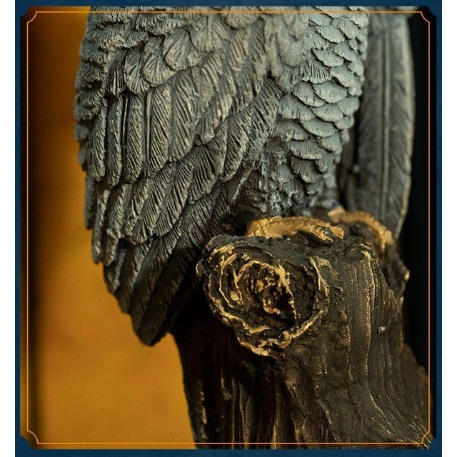 Brass Parrot Figurine – 6.7" Gray Bird Sculpture on Wooden Branch For Sale - Image 9 of 11