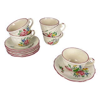 Coffee Cups with Saucers in Streetlight Pattern from KG Lunéville, 1980s, Set of 12 For Sale