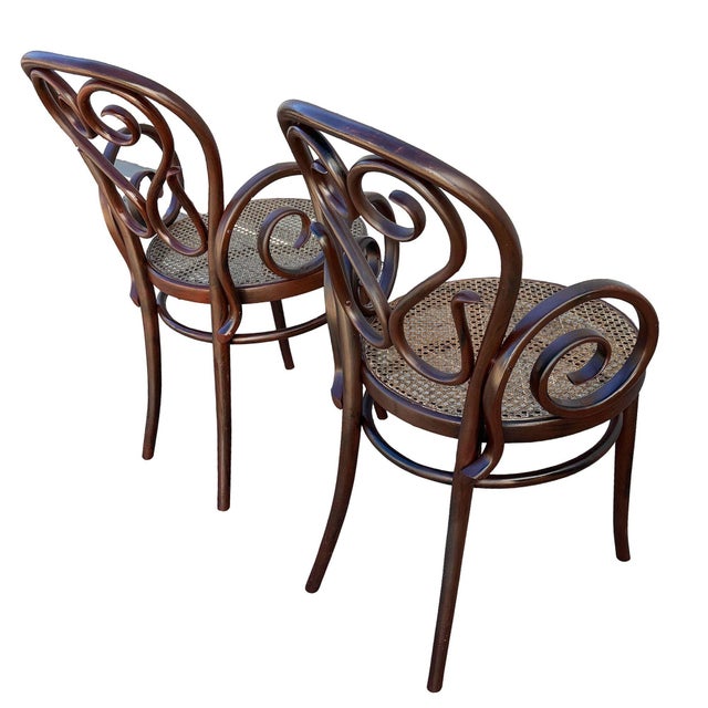 Late 19th Century Large Victorian No.4 Bent Oak Cafe Daum Style Bentwood Armchair by Thonet, Pair For Sale - Image 5 of 9