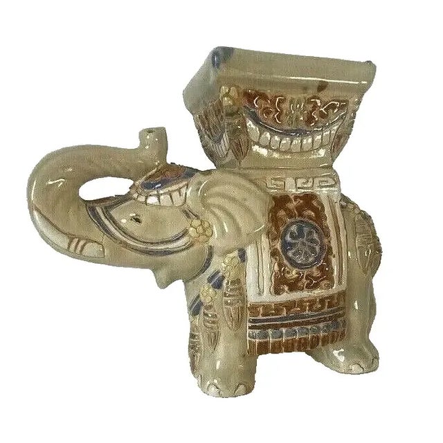 Vintage Chinoiserie Ceramic Elephant Plant Stand For Sale - Image 4 of 9