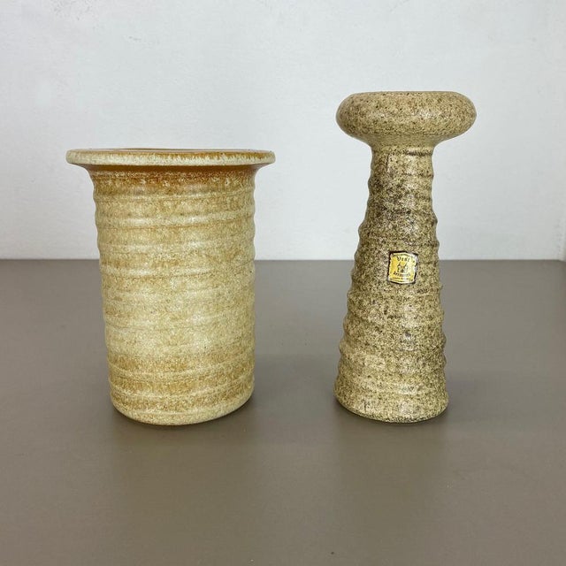 Ceramic vases set of 2 Producer: VEST Ceramics, Netherlands Decade: 1970s Set of 2 original vintage Studio Pottery vases...
