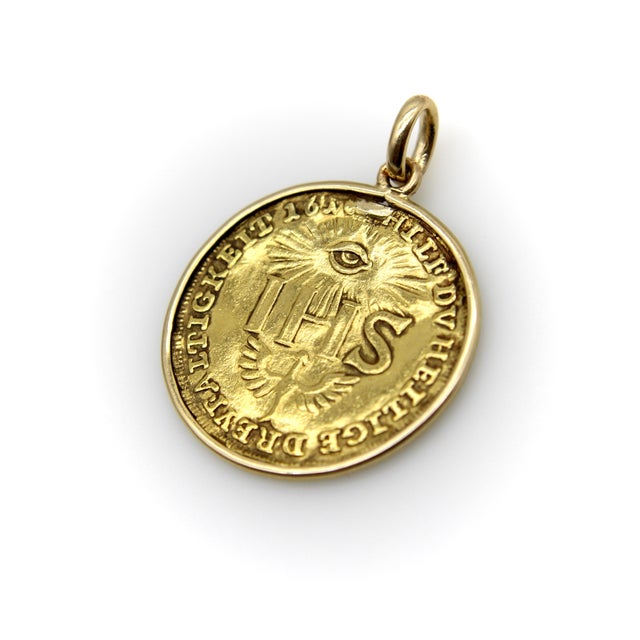 This 23.6 karat antique coin is a German Sophia Ducat coin, circa 1616-1816, that was a traditional baptismal token during...