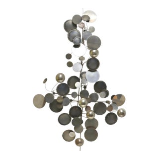 Mid Century Curtis Jere Metal Raindrops Sculpture Wall Art For Sale