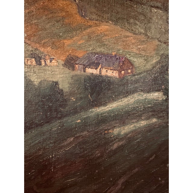 Large Antique European Pastoral Landscape Oil Painting, Signed, Circa 1920s–1940s For Sale - Image 4 of 8