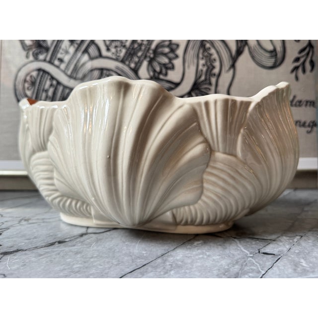 Vintage Hand Cast Scallop Shell Cachepot For Sale - Image 4 of 9