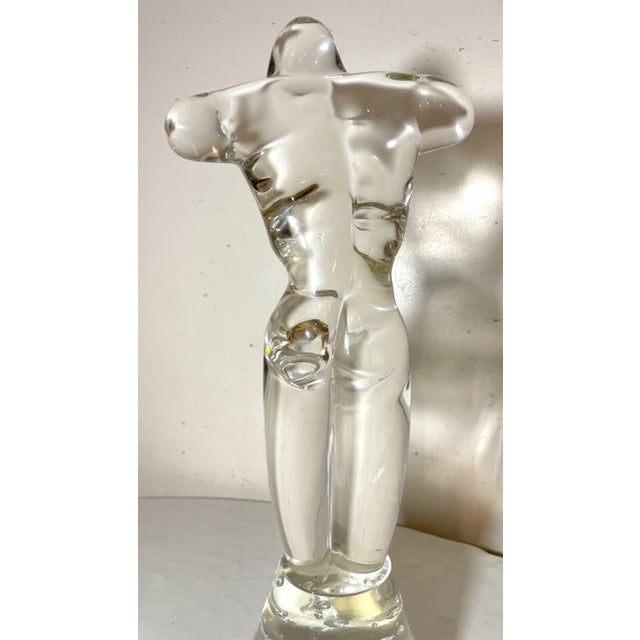 1990s Large Luigi Moro Hand Blown Clear Glass Nude Man Torso Bust Sculpture Statue Art For Sale - Image 9 of 15
