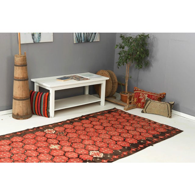 Mid 20th Century Red & Brown Vintage Kilim Rug For Sale In Los Angeles - Image 6 of 7