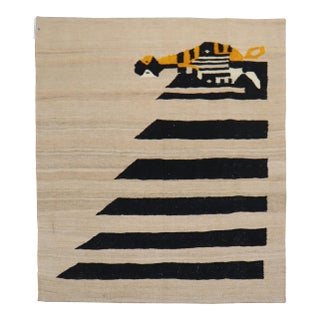 Abstract Penguin Pictorial Persian Flat-Weave For Sale