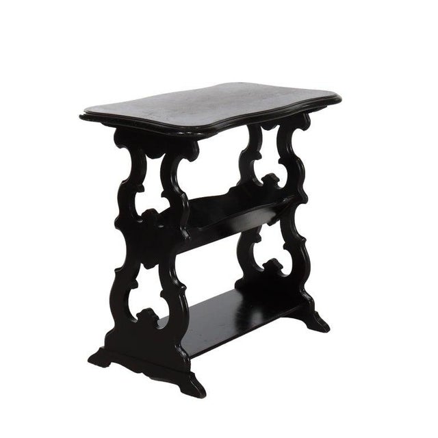 Victorian Antique Ebonized Cherry Cut Out Side Table C1900 For Sale - Image 3 of 9
