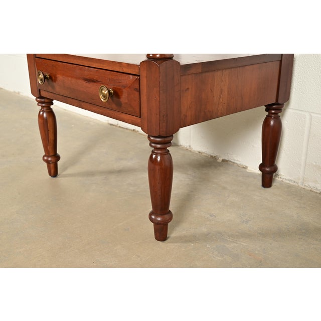Davis Cabinet Co. American Colonial Carved Solid Cherry Wood Nightstand, Circa 1960s For Sale - Image 10 of 14