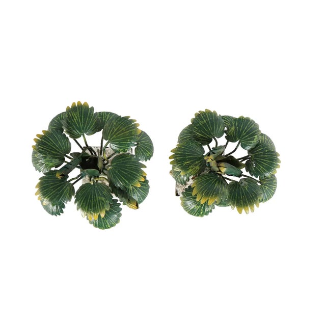 Hollywood Regency Pair of Vintage Hollywood Palm Beach Regency Tole Topiaries For Sale - Image 3 of 5