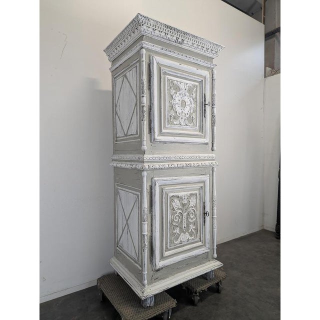 Henry II Carved Grey Oak Cabinet For Sale - Image 3 of 10