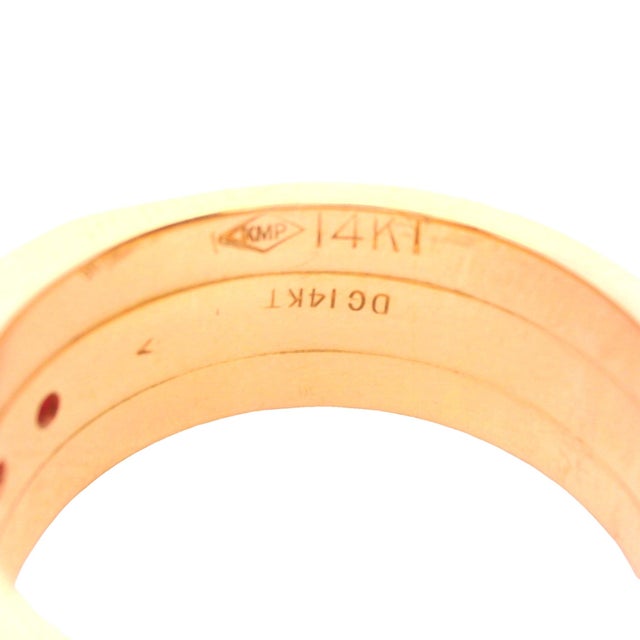 1980s 14k Yellow Gold Ruby & Diamond Band Ring, Size 6.75 For Sale - Image 11 of 12