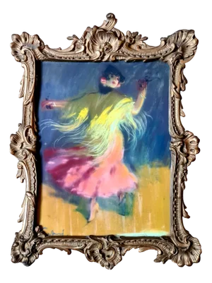 Fortuney, Belle Epoque Flamenco Dancer, Pastel Drawing, 1890s-1910s