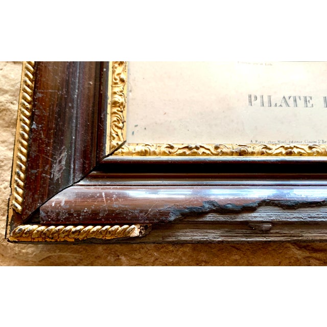 Black Monumental Antique Early 19th Century "Pilate Hands Jesus Over to Be Crucified" European Religious Lithograph by F. Courtin, Framed For Sale - Image 8 of 13