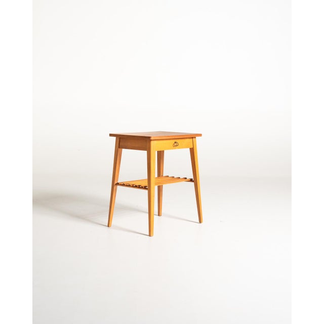 Scandinavian Birch Bedside Table, 1950s For Sale - Image 3 of 12