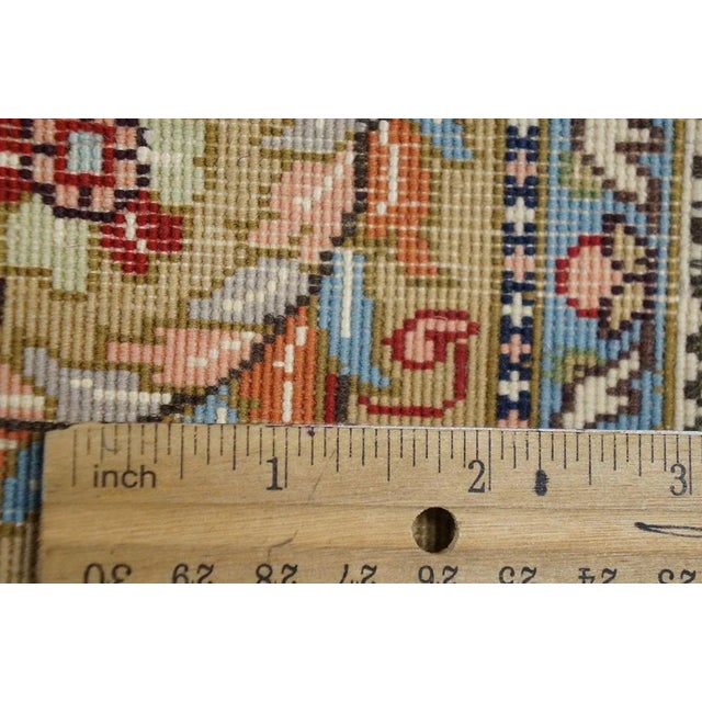 Navy Blue 1960s Navy Medallion Vintage Persian Tabriz Rug 3'10" X 4'4" Signed by Tabatabai Silk Highlight Carpet For Sale - Image 8 of 9