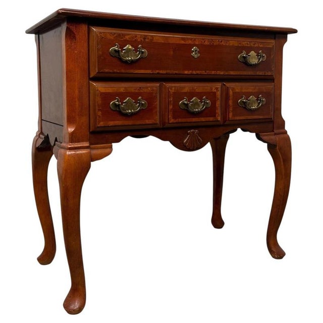 Antique English Beech and Burr Walnut Inlaid Side Table, 1900s For Sale - Image 4 of 12