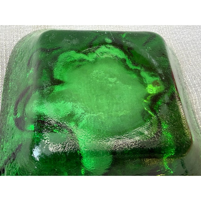 Chunky 60's Blenko Style Green Glass Catchall Ashtray For Sale - Image 10 of 15