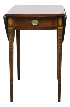 Councill Craftsman Banded Mahogany Traditional Duncan Phyfe Style 37" Drop Leaf Pembroke Accent End Table Table