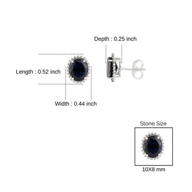 4 Carat Blue Iolite Gemstone Diamond Halo Stud Earrings in Silver- 2 Pieces For Sale - Image 10 of 12